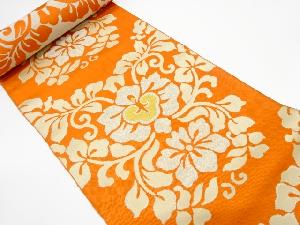 アンティーク　花更紗模様織り出し　八寸帯地反物